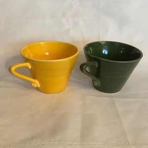 Homer Laughlin Harlequin Yellow and Forest Green Cups